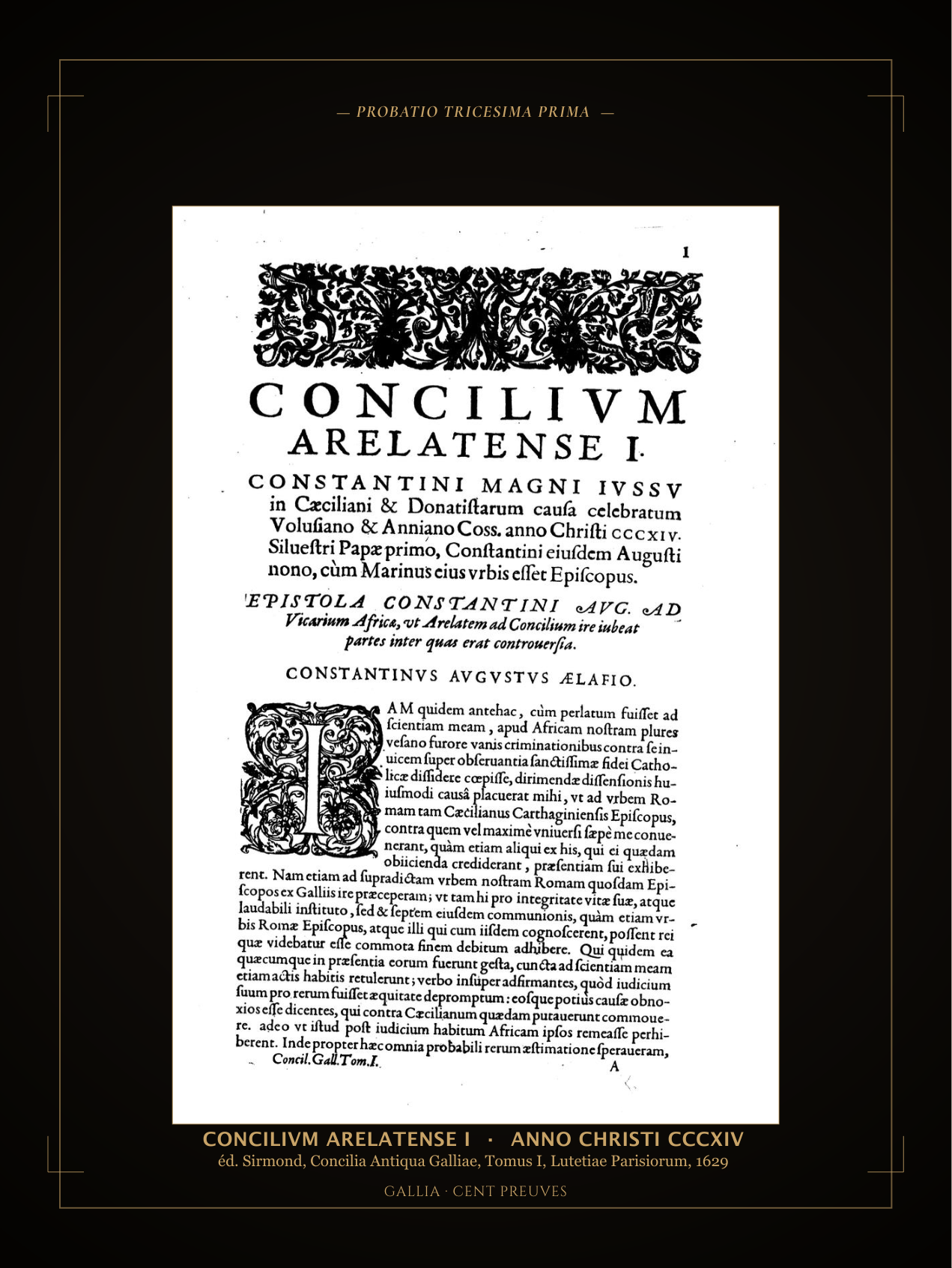 Reproduction : CONCILIVM ARELATENSE I